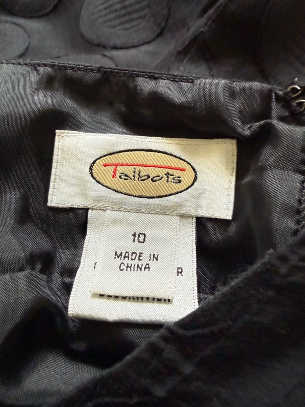Talbots Black A-Line Midi Skirt with Textured Dot Pattern - Picture 7 of 7